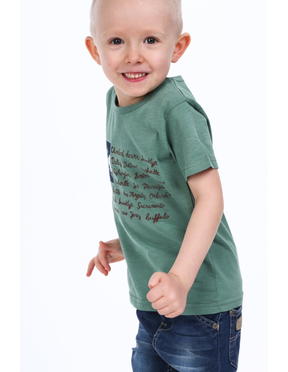 Jungen-T-Shirt mit khakifarbener Aufschrift NDZ4446 – Online-Shop – Boutique